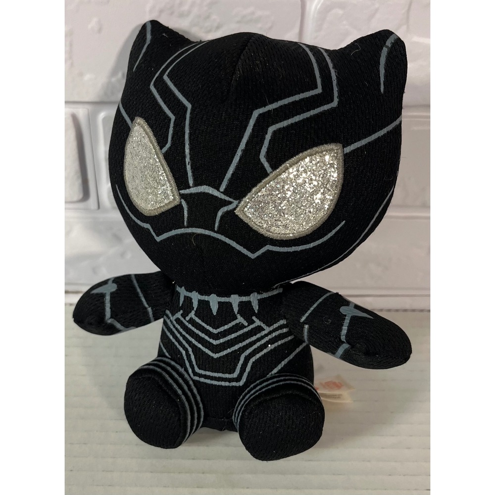 Black Panther Plush Toy Kids 7" Black Marvel Avengers Glitter Eyes Beanie Baby‎
